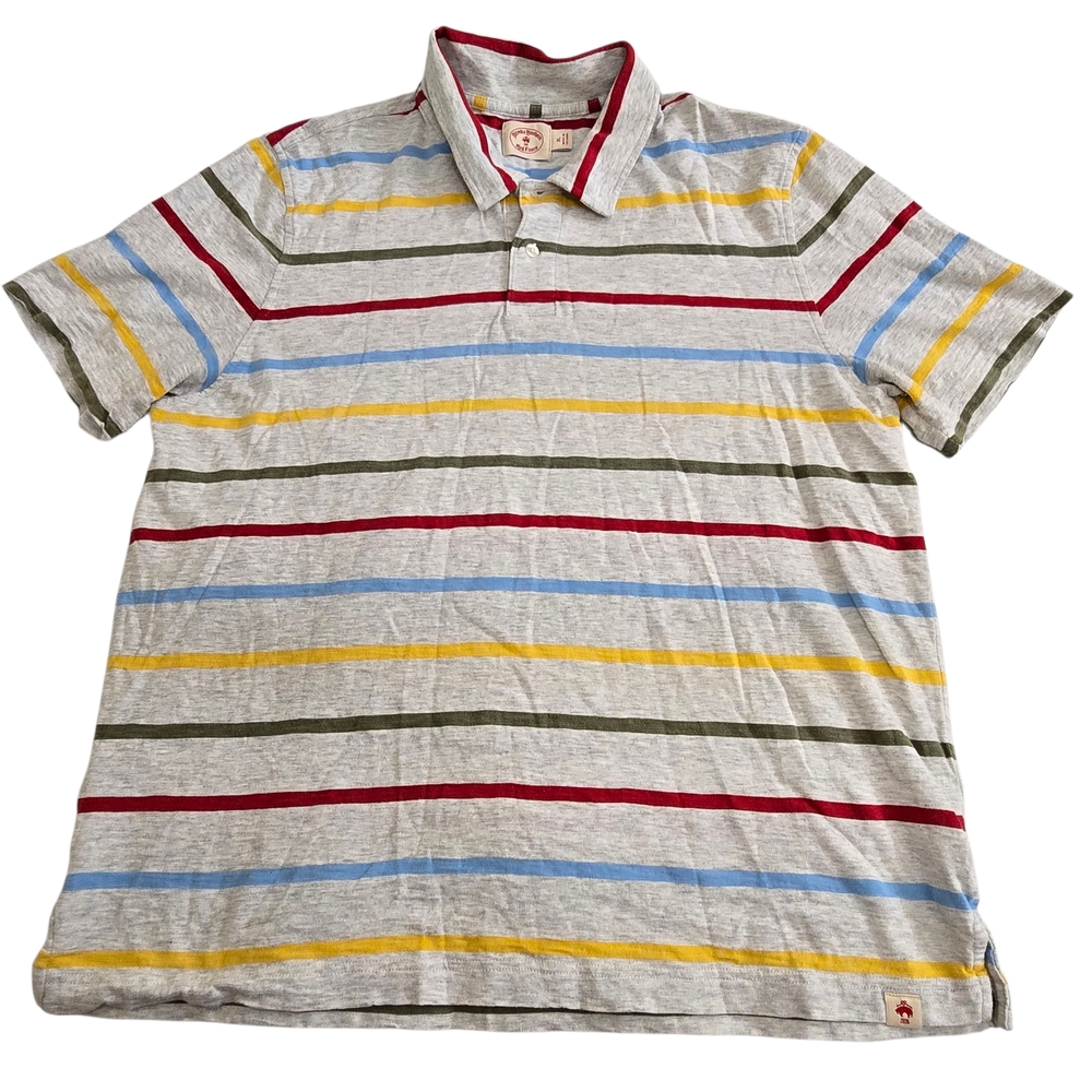 Brooks Brother Men Red Multicolor Striped Polo Shirt Sz XL
